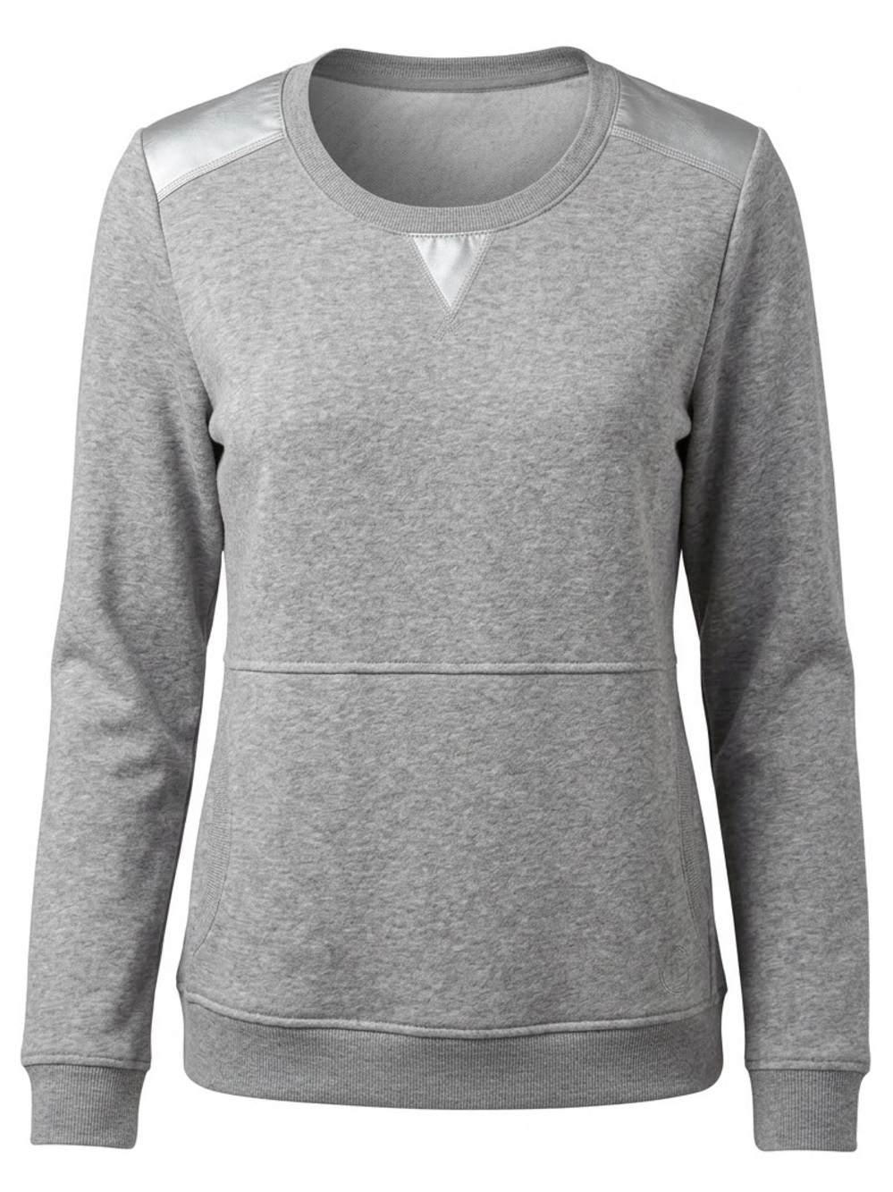 Talbots Heather Gray Sweatshirt with Faux Leather Accents XL New